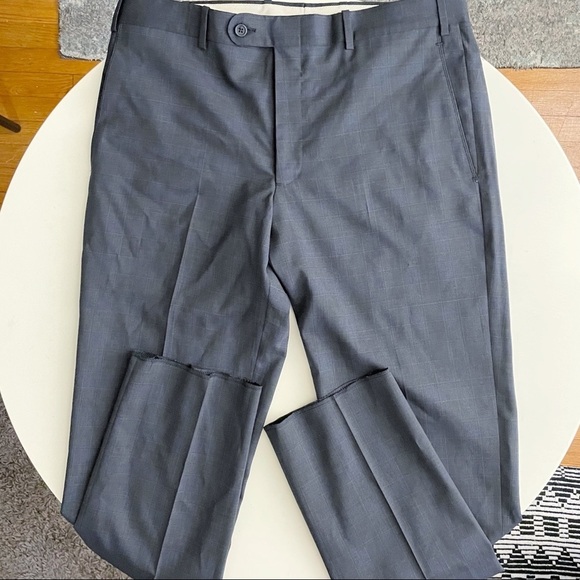 JB Britches Torino Flat Front Wool Blend Trouser Plaid Dress Pants Waist 34 - Picture 1 of 7